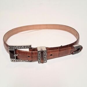 Brighton Brown Leather Belt with Silver Buckle